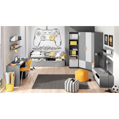 Lit Veravie 117 , Unique, 90x200, Stratifié, Sommier à lattes, 95x206x67cm