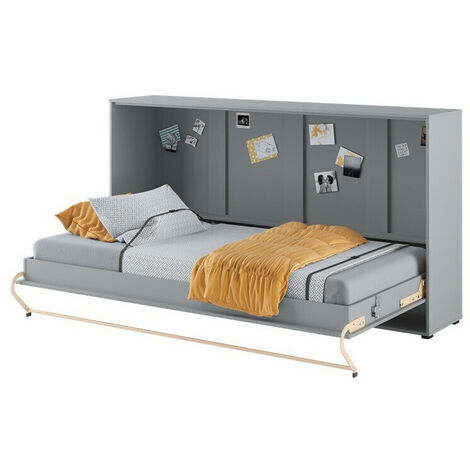 Lit escamotable Concept Pro Lenart Levfere 165, Gris, Unique, 90x200, Stratifié, Sommier à lattes, 127x215x109cm