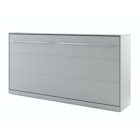 Lit escamotable Concept Pro Lenart Levfere 165, Gris, Unique, 90x200, Stratifié, Sommier à lattes, 127x215x109cm