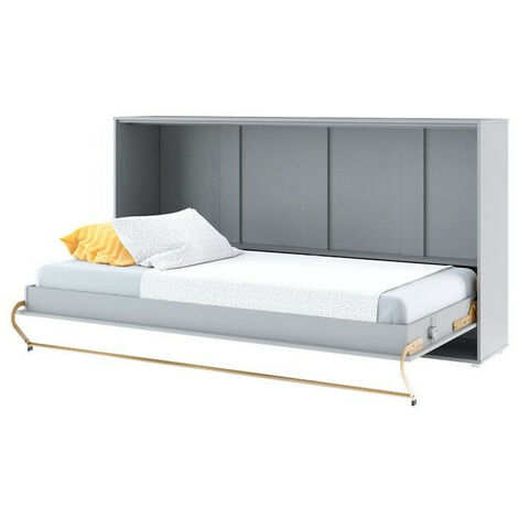 Lit escamotable Concept Pro Lenart Levfere 165, Gris, Unique, 90x200, Stratifié, Sommier à lattes, 127x215x109cm