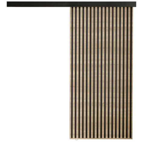 Mirjan24 – Porte coulissante 203 en stratifié Sonoma chêne et noir – Largeur 960mm – Hauteur 2050mm – Système de Laguna silencieux