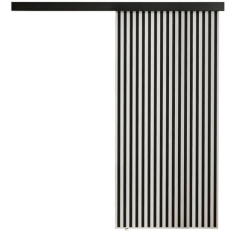 Mirjan24 – Porte coulissante 205x96 cm stratifiée blanche et noire – Système de coulissement Laguna – Installation murale personnalisée