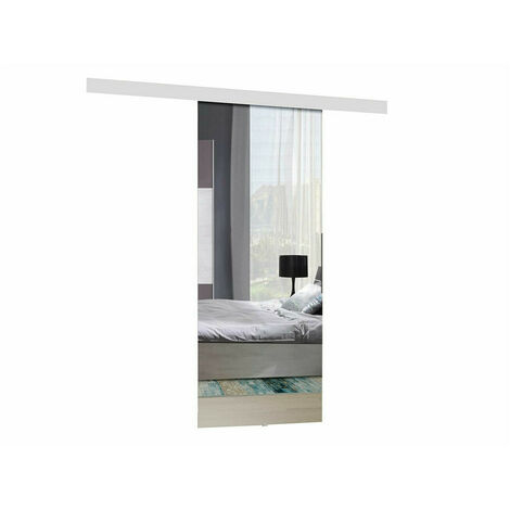 Mirjan24 – Porte coulissante blanche 76x205 cm – Stratifié et aluminium – Mécanisme de fermeture silencieux – Rails en aluminium pour installation universelle