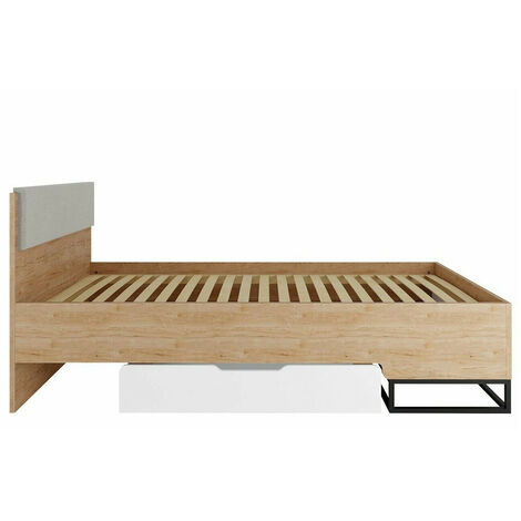 Lit Romcama 109 , Unique, 90x200, Stratifié, Sommier à lattes, 95x205x92cm