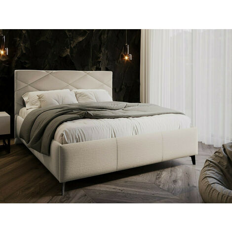 Lit Beloit 116, Breeze 01, Double, 140x200, Tapisserie, Sommier à lattes, 149x212x106cm