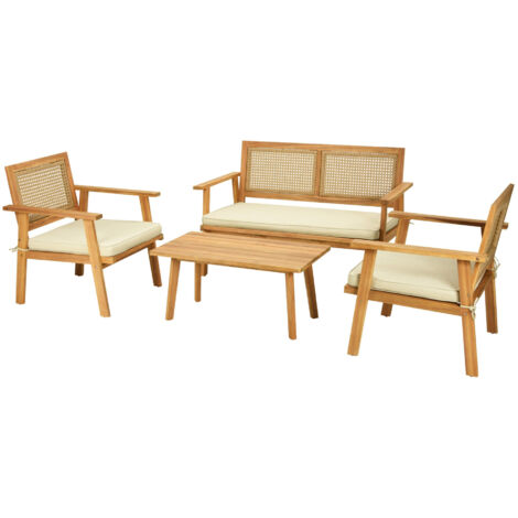 Ensemble de mobilier de jardin Lecter , 0x0x0cm, Tissu, Bois (1/5)