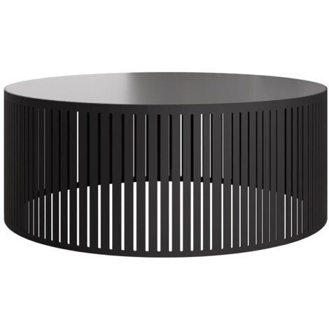 Table basse Oswego 122, Noir, 30x0x0cm, Diamètre: 75, Stratifié, Rond