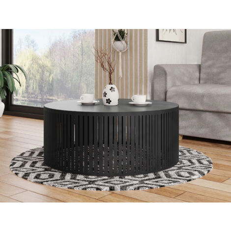 Table basse Oswego 122, Noir, 30x0x0cm, Diamètre: 75, Stratifié, Rond