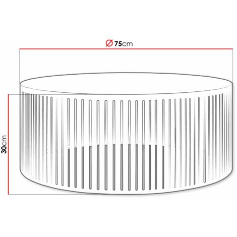 Table basse Oswego 122, Noir, 30x0x0cm, Diamètre: 75, Stratifié, Rond