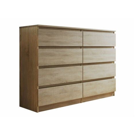 Mirjan24 – Commode en chêne stratifié Sonoma 8 tiroirs – Dimensions 100x138x40cm – Capacité de 8kg par tiroir – Fabriqué en Europe