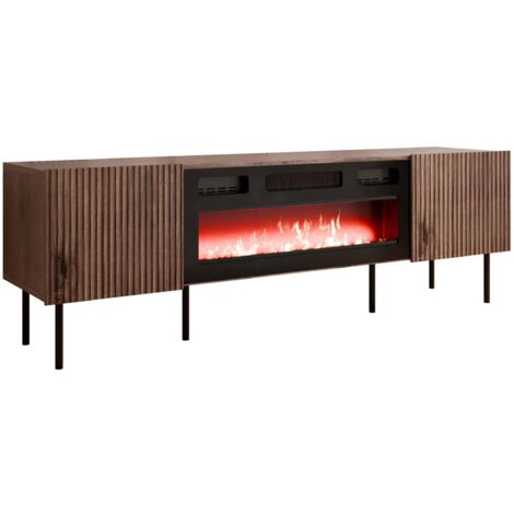 Mobilier1 – Meuble TV Melala 107 – Dimensions 181x58x42cm – Stratifié et MDF – Design moderne avec cheminée électrique (1/4)