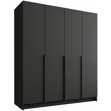 Mobilier1 – Armoire Closico 192 noire 215x200x58cm – Portes avec charnières – Rangement silencieux – Stratifié durable