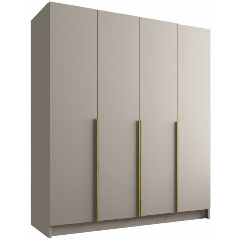 Mobilier1 – Armoire Closico 192 – Cachemire et doré – Dimensions 215x200x58cm – Portes avec charnières – Fabriquée en stratifié