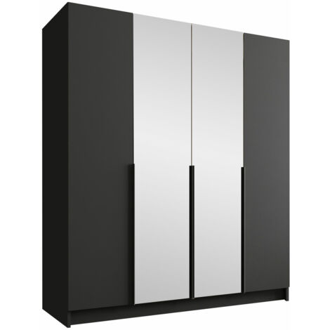 Armoire Closico 191, Noir, 215x200x58cm, Portes d'armoire: Avec des charnières, Nombre d'étagères: 0