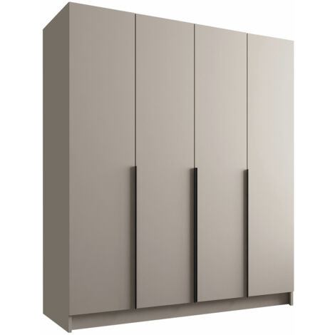 Mobilier1 – Armoire 215x200x58 cm en stratifié noir et cachemire – Portes avec charnières – Aucune étagère – Fabriqué en Union européenne