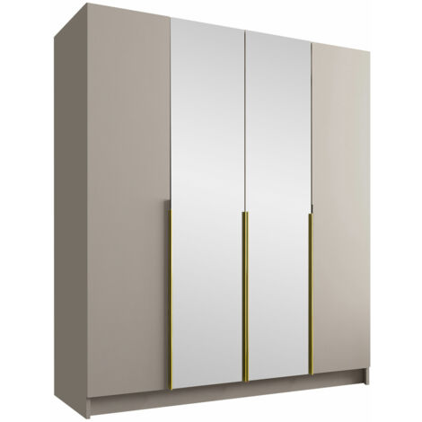 Mobilier1 – Armoire Closico 191 – Cachemire et doré – Dimensions 215x200x58 cm – Portes à charnières – Stratifié durable