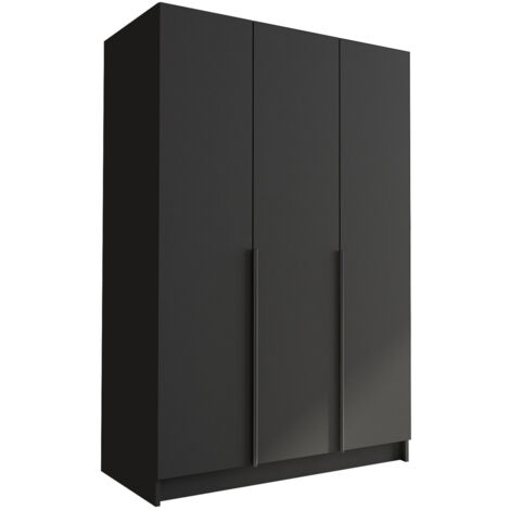 Mobilier1 – Armoire Closico 198, noir, 215x150x58cm – Portes avec charnières – Mécanisme de fermeture silencieuse – Fabriqué en Union Européenne