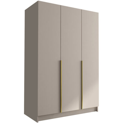 Mobilier1 – Armoire Closico 198 – Cachemire et doré – 215x150x58 cm – Portes avec charnières – Fabriquée en stratifié – Mécanisme de fermeture silencieuse