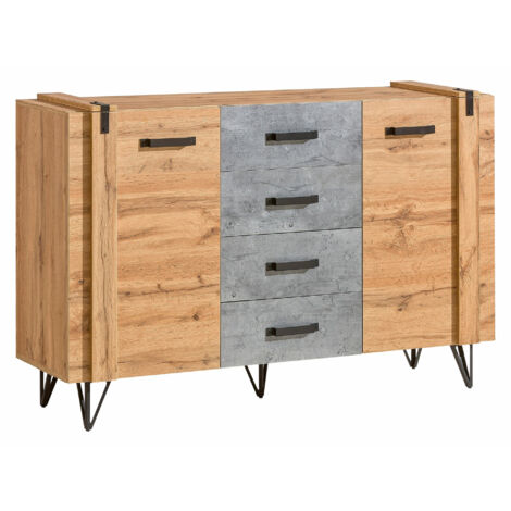Commode Domdele 104 , Avec tiroirs et portes, Nombre de tiroirs: 4, 97x135x42cm (1/5)