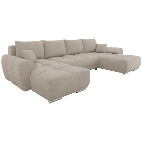 Mobilier1 – Canapé d'angle en U avec fonction de couchage – Dimensions 362x183x85cm – Boîte de literie intégrée – Confort durable avec ressorts Zig Zag