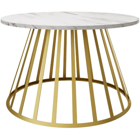 Table Basse En Marbre Et Métal Coloris Blanc / Doré - Diamètre 45 X Hauteur 60 Cm Pegane 51432362