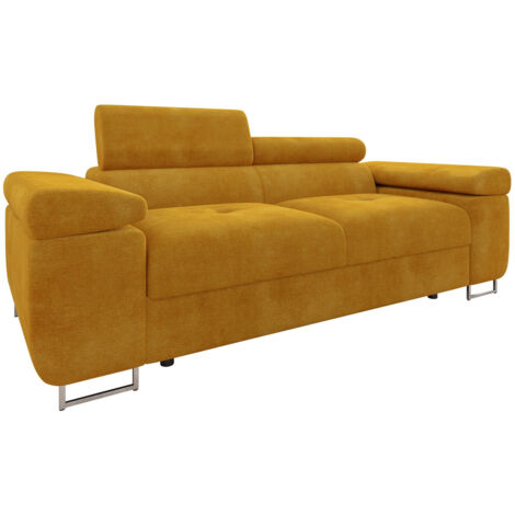 Canapé droit 3 places en velours – Dimensions 198x102x70cm – Pieds en métal – Résistance 60000 Cycles Martindeyl