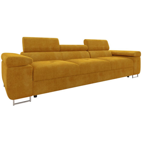 Mobilier1 – Canapé droit velours 263x102x70cm – 3 places – Pieds en métal – Résistance 60000 cycles Martindale – Entretien facile (1/5)