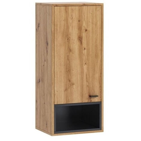 Armoire murale Baltesi 106, Chêne Artisan + Noir, 97x42cm, Le nombre de portes: 033cm, Étagères, Stratifié