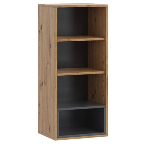 Armoire murale Baltesi 106, Chêne Artisan + Noir, 97x42cm, Le nombre de portes: 033cm, Étagères, Stratifié