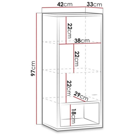 Armoire murale Baltesi 106, Chêne Artisan + Noir, 97x42cm, Le nombre de portes: 033cm, Étagères, Stratifié