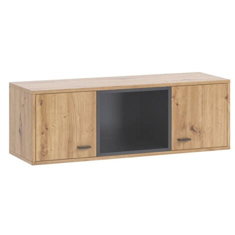 Armoire murale Baltesi 111, Chêne Artisan + Noir, 35x105cm, Le nombre de portes: 033cm, Étagères, Stratifié