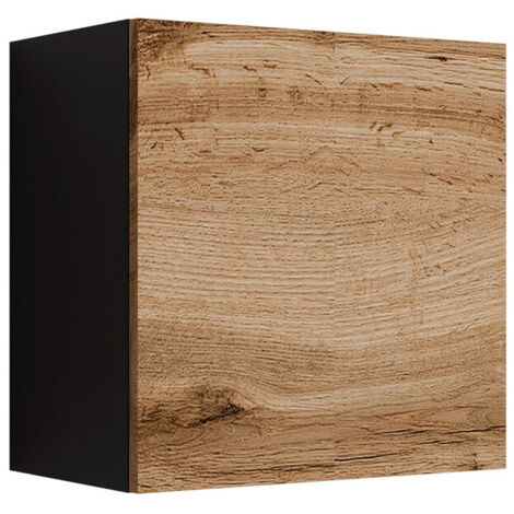 Armoire murale Venenou 127, Noir + Chêne wotan, 50x50cm, Le nombre de portes: 130cm, Étagères, Stratifié (1/5)
