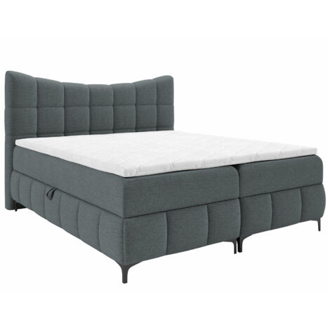 Lit boxspring Littera, Freya 210.23, Double, Continental, 200x200, Tissu, Disponible, 204x210x120cm (1/5)