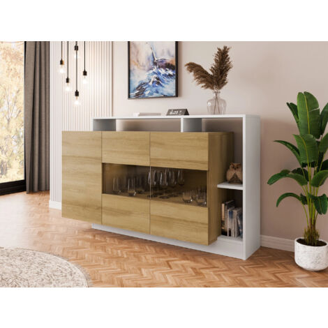 Buffet Fivfivi 102 , 94x155cm, Le nombre de portes: 044cm, Verre, Stratifié