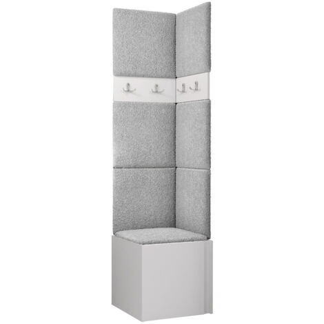 Meuble d'entrée Pinis XXI, Blanc, 186x42x46cm, Tissu, Stratifié, À poser, Murale (1/5)
