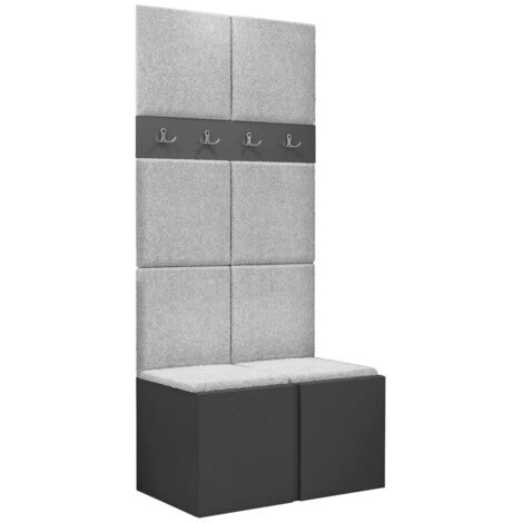 Meuble d'entrée Pinis IV, Graphite, 186x84x46cm, Tissu, Stratifié, Murale, À poser (1/5)