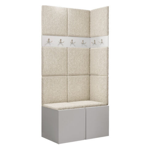 Meuble d'entrée Pinis I, Blanc, 186x84x46cm, Tissu, Stratifié, Murale, À poser (1/5)
