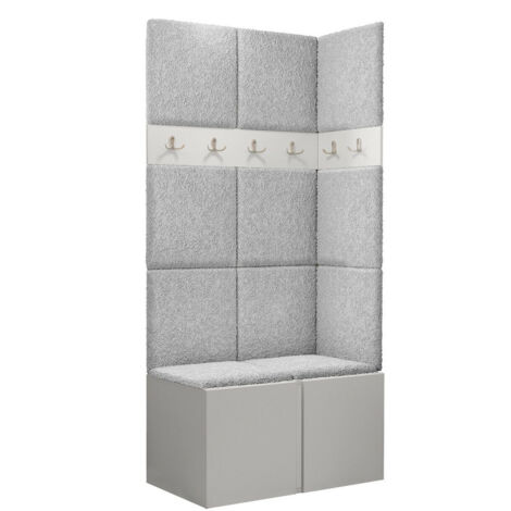 Meuble d'entrée Pinis I, Blanc, 186x84x46cm, Tissu, Stratifié, Murale, À poser (1/5)