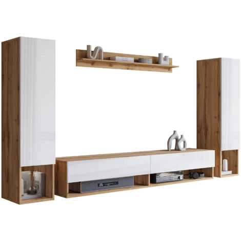 Ensemble de salon Sarasota 176, Chêne wotan + Blanc brillant (1/4)