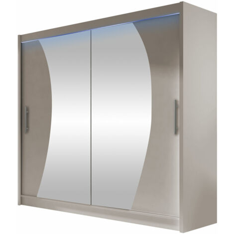 Armoire Closico 115, Cachemire, 215x180x58cm, Portes d'armoire: Coulissantes, Nombre d'étagères: 5, LED (1/4)