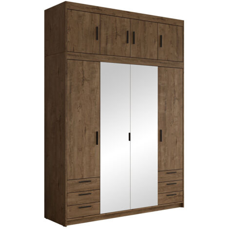 Armoire Novduni 120, Chêne de Lefkas, 191x177x53cm, Portes d'armoire: Avec des charnières, Nombre d'étagères: 0 (1/4)