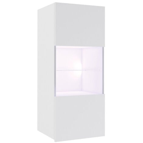 Armoire murale Tivdalu 102, Blanc + Blanc brillant