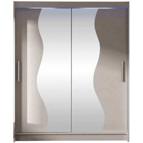 Armoire Closico 134, Cachemire, 200x150x58cm, Portes d'armoire: Coulissantes, Nombre d'étagères: 5, LED (1/4)