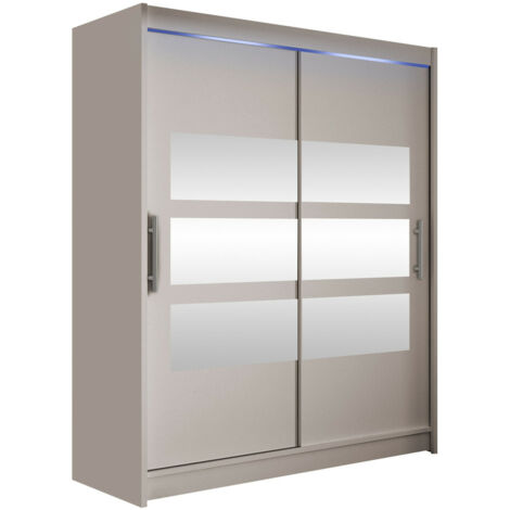 Armoire Closico 157, Cachemire, 200x150x58cm, Portes d'armoire: Coulissantes, Nombre d'étagères: 5, LED (1/4)