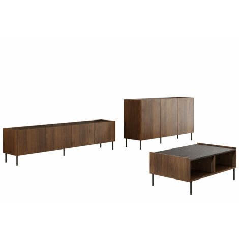 Mobilier1 – Ensemble de salon Comfivo Belviro – 3 pièces en stratifié et métal – Dimensions table 39x60x97cm – Compatible robots aspirateurs