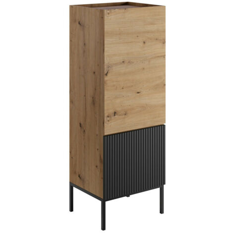 Étagère Lunole 102, Chêne Artisan + Noir, Avec des portes, Fermé, Stratifié, MDF, Le nombre de portes: 0, Nombre de tiroirs: 0, 140x50x42cm (1/4)
