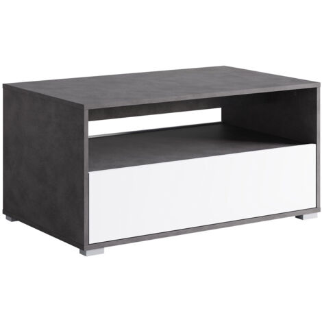 Table basse Sarasota 188, Matera gris + Blanc, 45x55x90cm, Diamètre: 0, Stratifié, Angulaire (1/4)
