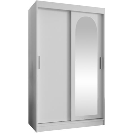 Armoire Hartford 504, Blanc, 200x120x62cm, Portes d'armoire: Coulissantes, Nombre d'étagères: 3 (1/4)