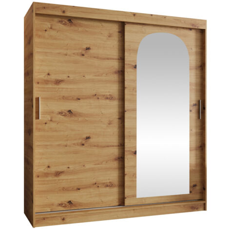 Armoire Hartford 500, Chêne Artisan, 200x180x62cm, Portes d'armoire: Coulissantes, Nombre d'étagères: 5 (1/4)