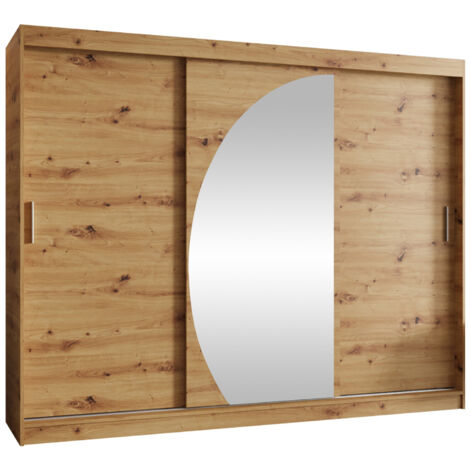 Armoire Hartford 508, Chêne Artisan, 200x250x62cm, Portes d'armoire: Coulissantes, Nombre d'étagères: 0 (1/4)